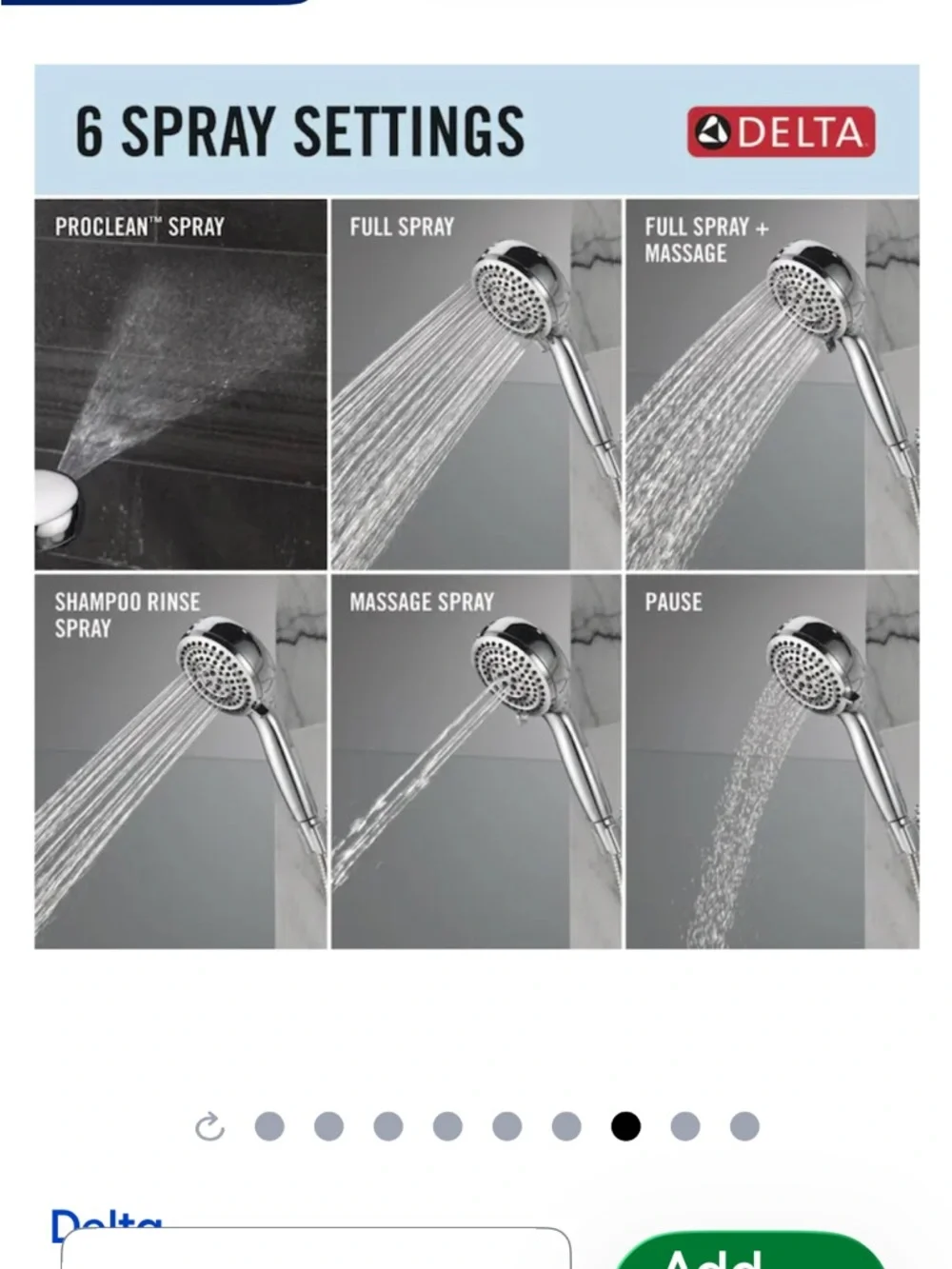 Delta Chrome Handheld Showerhead in Nickel